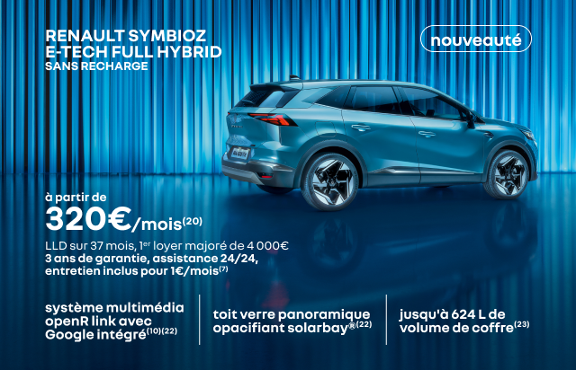 NOUVEAUTÉ RENAULT SYMBIOZ E-TECH FULL HYBRID SANS RECHARGE à partir de 320€/mois(20)